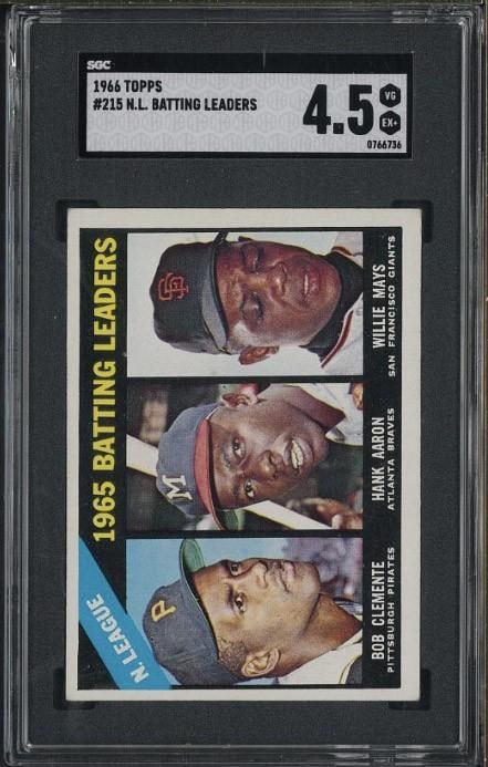 1966 Topps #215 N.L. Batting Leaders: 1966 Topps #215 N.L. Batting Leaders -SGC VG-EX+ 4.5
