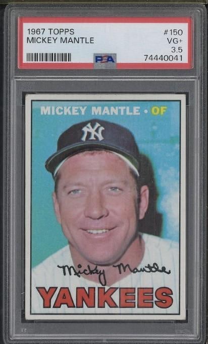 1967 Topps #150 Mickey Mantle: 1967 Topps #150 Mickey Mantle -PSA VG+ 3.5