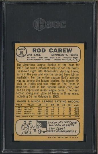 1968 Topps #80 Rod Carew - 2