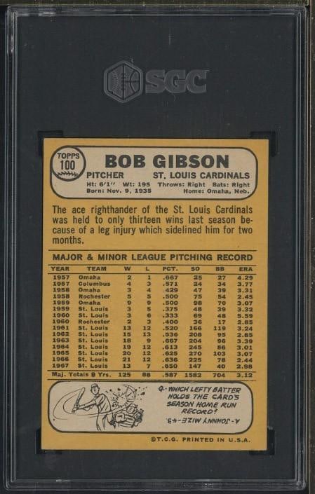 1968 Topps #100 Bob Gibson - 2