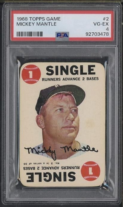 1968 Topps Game #2 Mickey Mantle: 1968 Topps Game #2 Mickey Mantle -PSA VG-EX 4