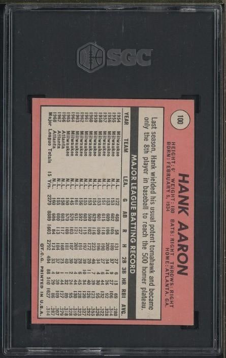 1969 Topps #100 Hank Aaron - 2