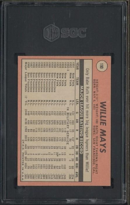 1969 Topps #190 Willie Mays - 2