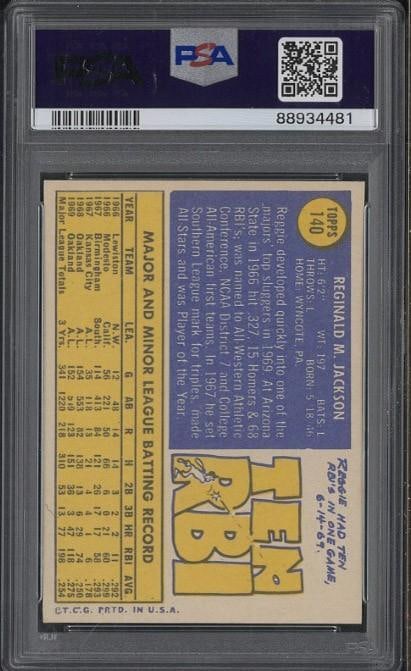 1970 Topps #140 Reggie Jackson - 2