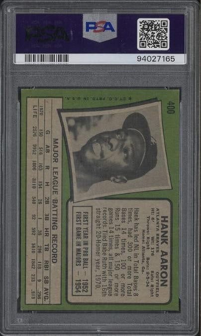 1971 Topps #400 Hank Aaron - 2