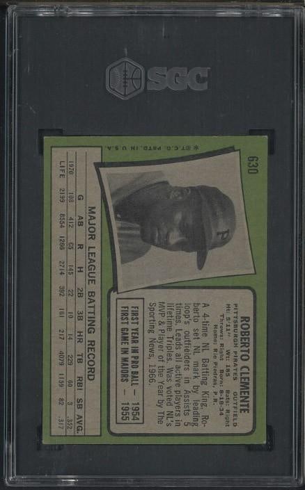 1971 Topps #630 Roberto Clemente - 2