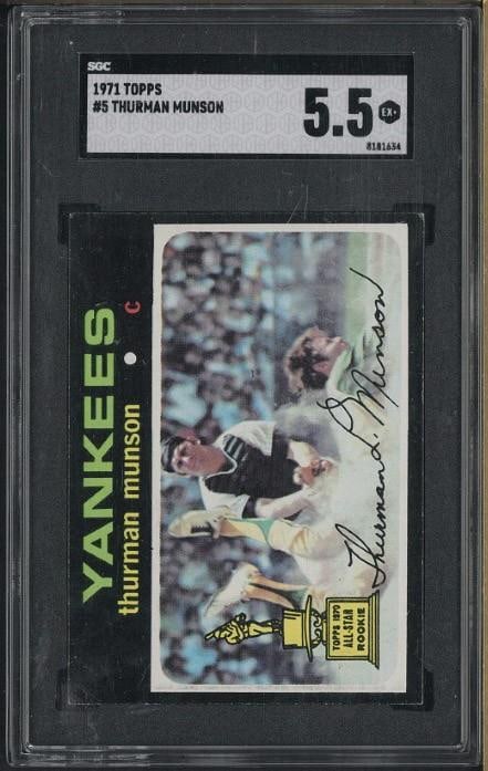 1971 Topps #5 Thurman Munson: 1971 Topps #5 Thurman Munson -SGC EX+ 5.5