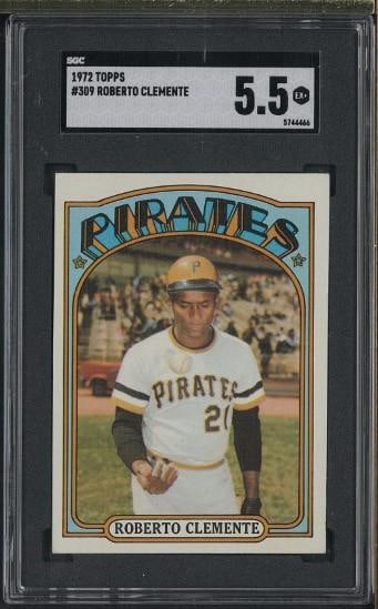 1972 Topps #309 Roberto Clemente: 1972 Topps #309 Roberto Clemente -SGC EX+ 5.5