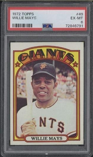 1972 Topps #49 Willie Mays: 1972 Topps #49 Willie Mays -PSA EX-MT 6