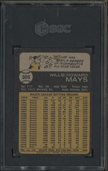 1973 Topps #305 Willie Mays - 2