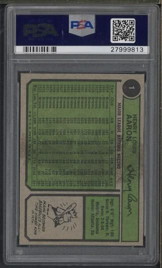 1974 Topps #1 Hank Aaron - All Time Home Run King - 2