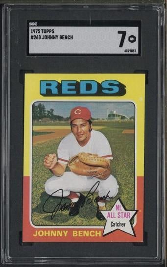 1975 Topps #260 Johnny Bench: 1975 Topps #260 Johnny Bench -SGC NM 7