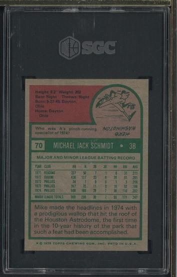 1975 Topps #70 Mike Schmidt - 2