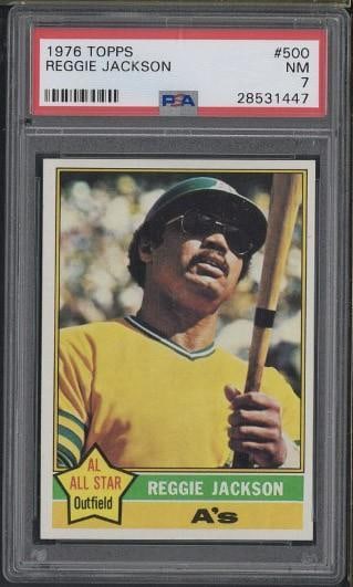 1976 Topps #500 Reggie Jackson: 1976 Topps #500 Reggie Jackson -PSA NM 7