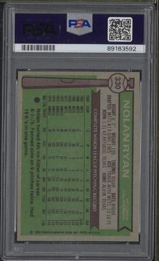 1976 Topps #330 Nolan Ryan - 2