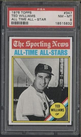 1976 Topps #347 Ted Williams All-Time All-Stars: 1976 Topps #347 Ted Williams All-Time All-Stars -PSA NM-MT 8