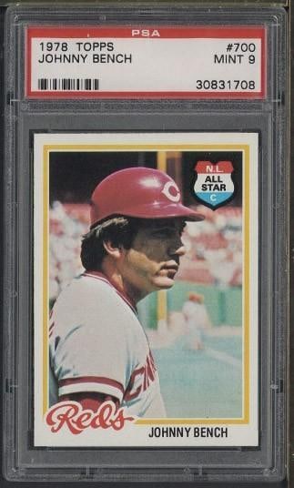 1978 Topps #700 Johnny Bench: 1978 Topps #700 Johnny Bench -PSA Mint 9