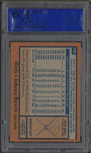 1978 Topps #700 Johnny Bench - 2