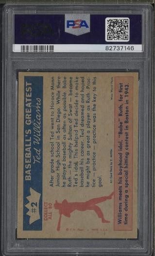 1959 Fleer Ted Williams #2 - Ted's Idol Babe Ruth - 2