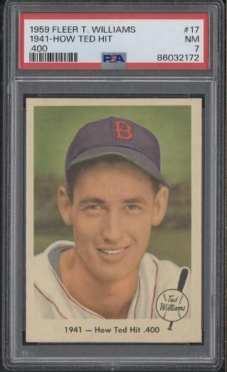 1959 Fleer Ted Williams #17 - How Ted Hit .400: 1959 Fleer Ted Williams #17 - How Ted Hit .400 -PSA NM 7