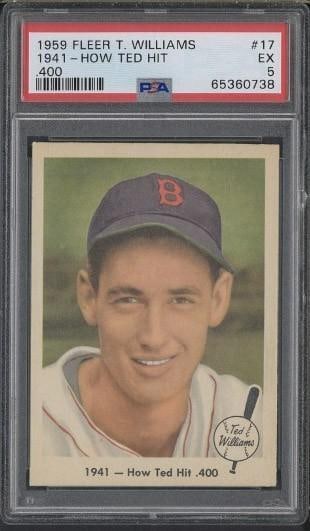 1959 Fleer Ted Williams #17 - How Ted Hit .400: 1959 Fleer Ted Williams #17 - How Ted Hit .400 -PSA EX 5