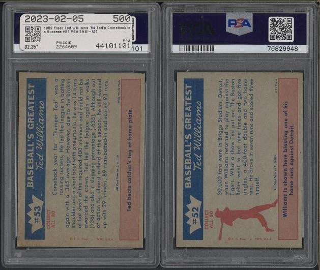 (2) 1959 Fleer Ted Williams Cards - 2