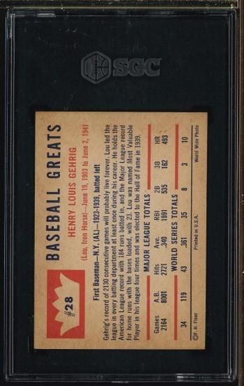1960 Fleer #28 Lou Gehrig - 2