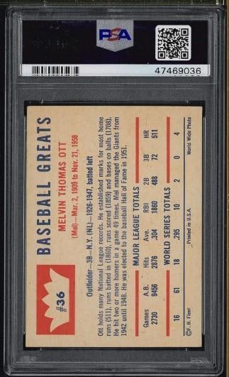 1960 Fleer #36 Mel Ott - 2