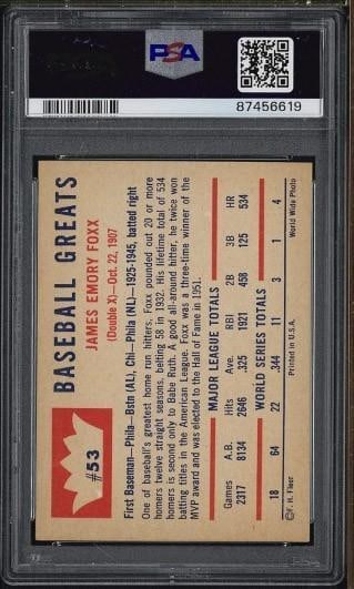 1960 Fleer #53 Jimmy Foxx - 2