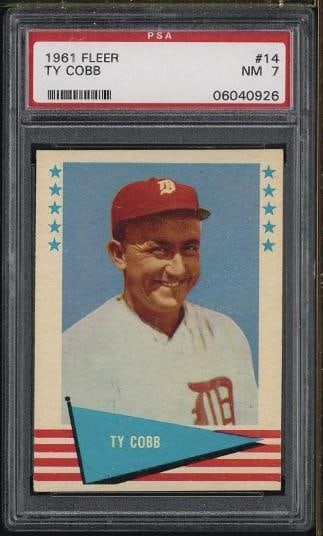 1961 Fleer Baseball Greats #14 Ty Cobb: 1961 Fleer Baseball Greats #14 Ty Cobb -PSA NM 7