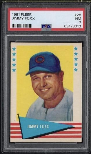 1961 Fleer Baseball Greats #28 Jimmy Foxx: 1961 Fleer Baseball Greats #28 Jimmy Foxx -PSA NM 7