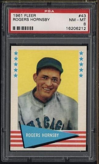 1961 Fleer Baseball Greats #43 Roger Hornsby: 1961 Fleer Baseball Greats #43 Roger Hornsby -PSA NM-MT 8