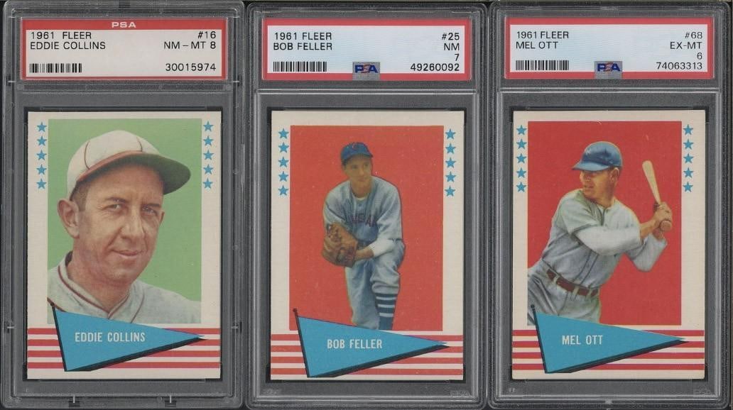 (3) 1961 Fleer Baseball Greats Cards (1 of 8)