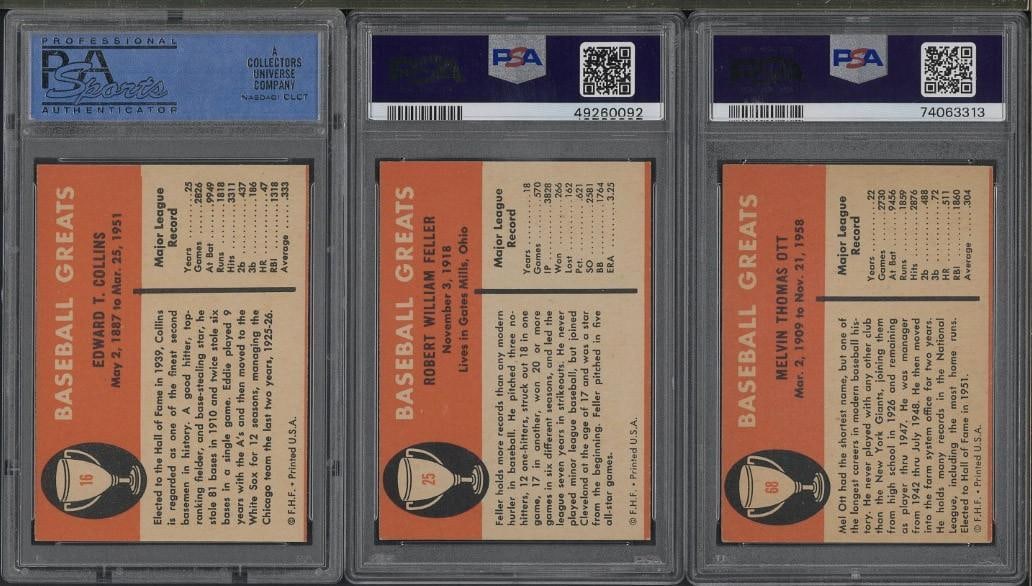 (3) 1961 Fleer Baseball Greats Cards - 2