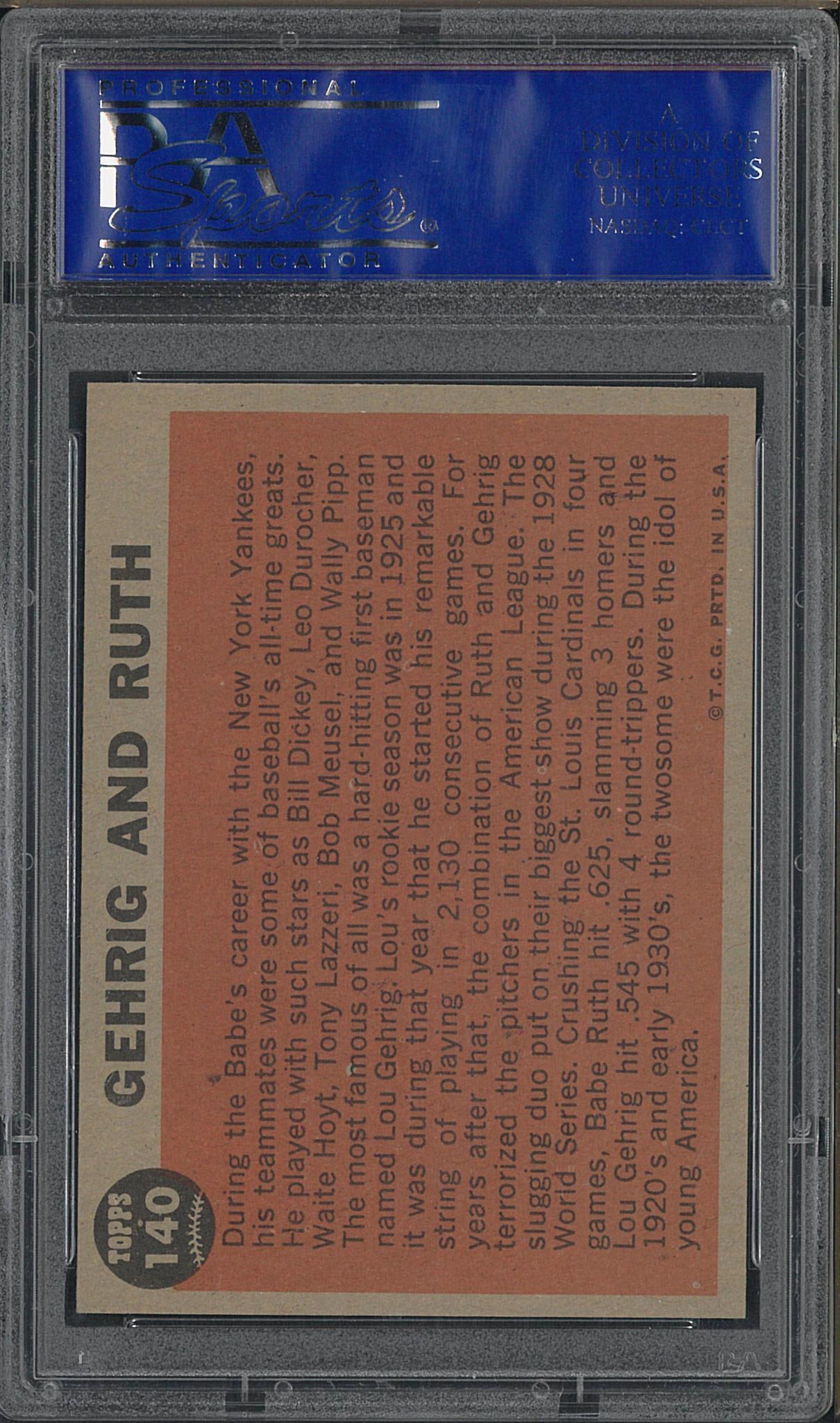 1962 Topps Babe Ruth Special #140 Gehrig and Ruth - 2