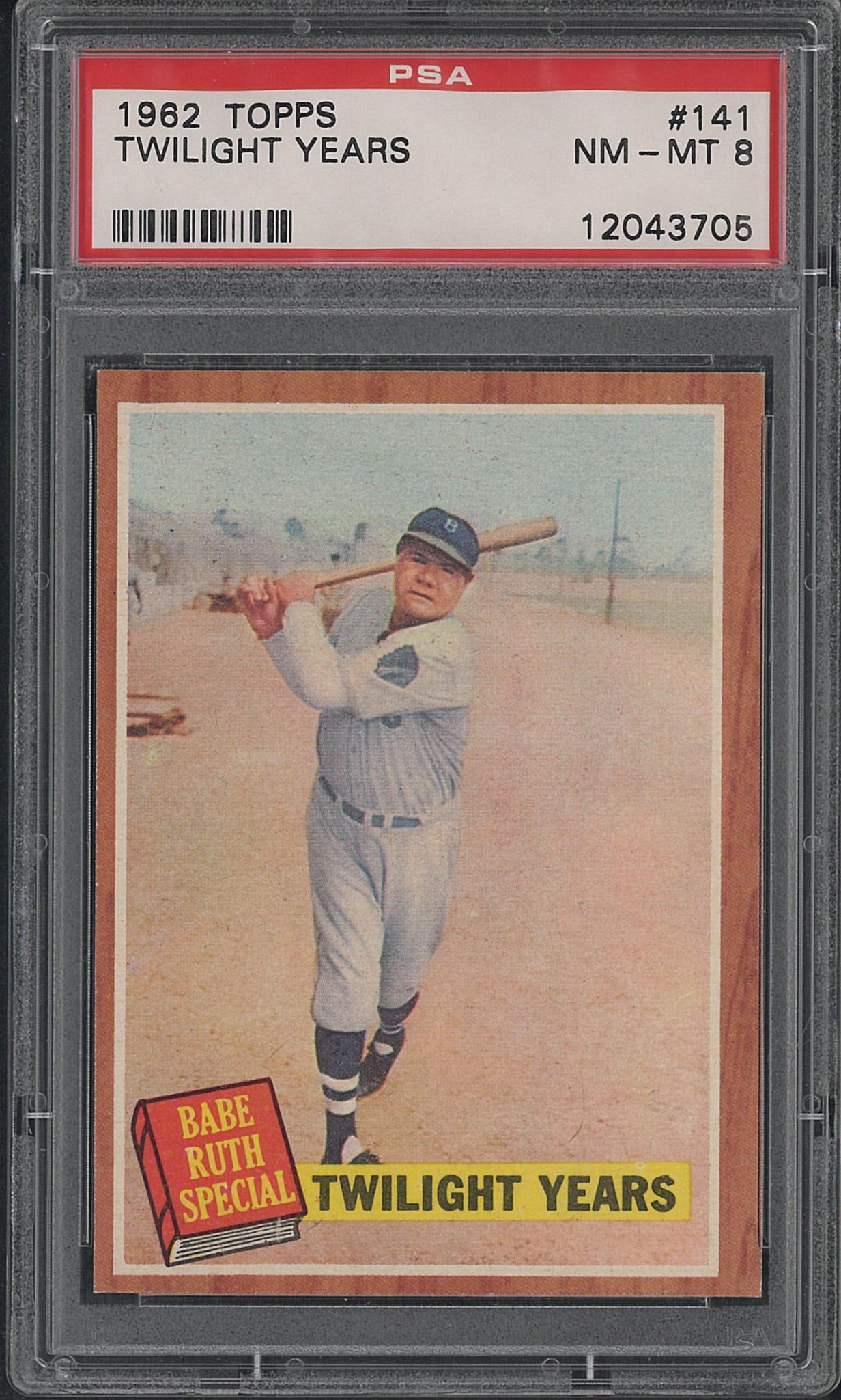 1962 Topps Babe Ruth Special #141 Twilight Years: 1962 Topps Babe Ruth Special #141 Twilight Years -PSA NM-MT 8