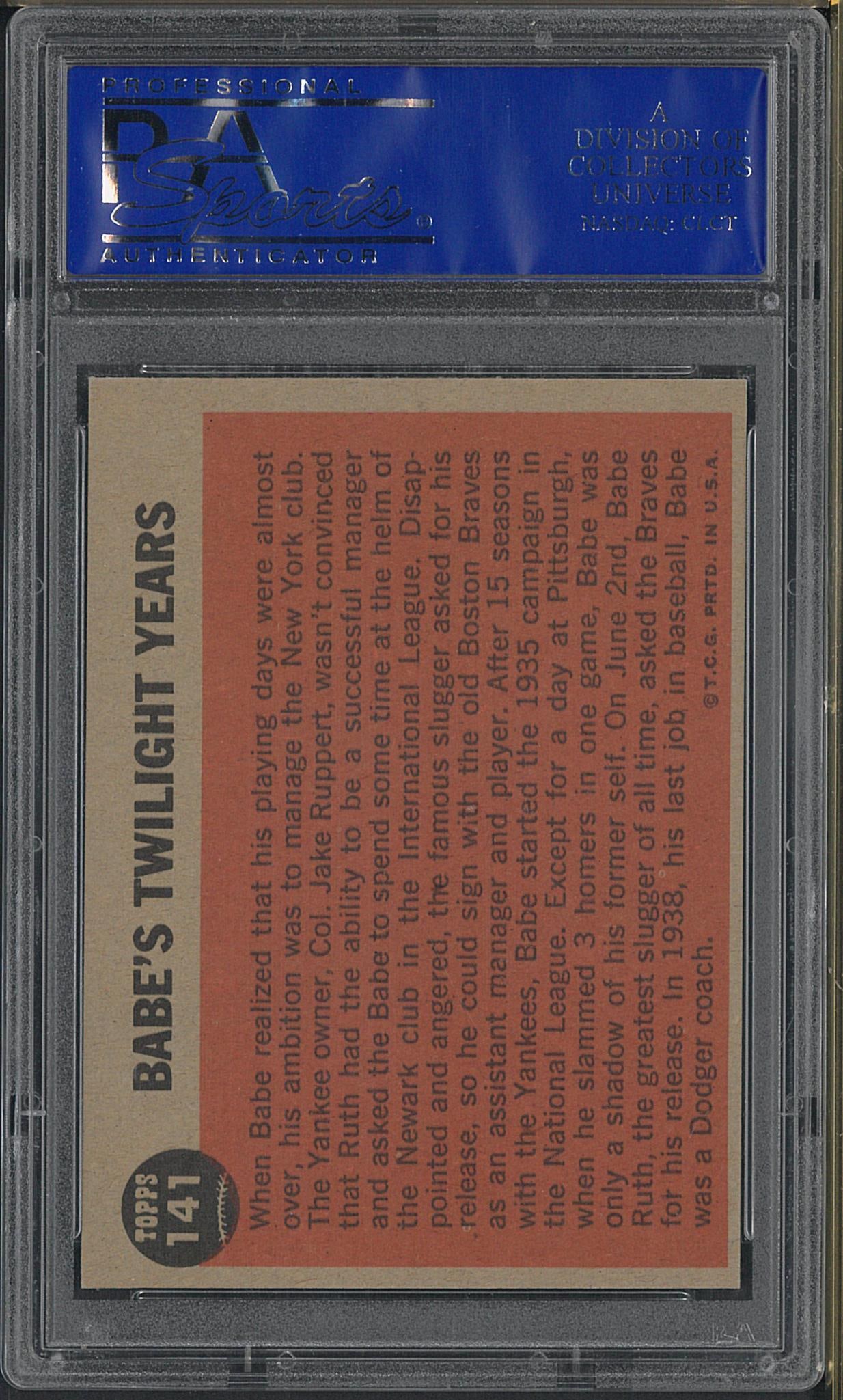 1962 Topps Babe Ruth Special #141 Twilight Years - 2