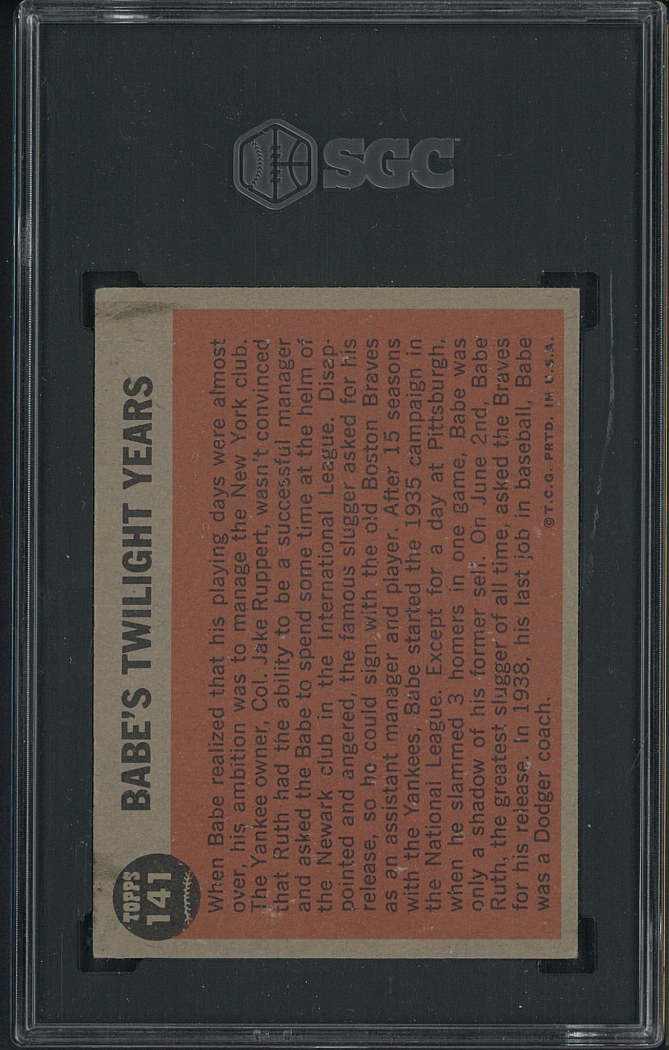1962 Topps Babe Ruth Special #141 Twilight Years - 2