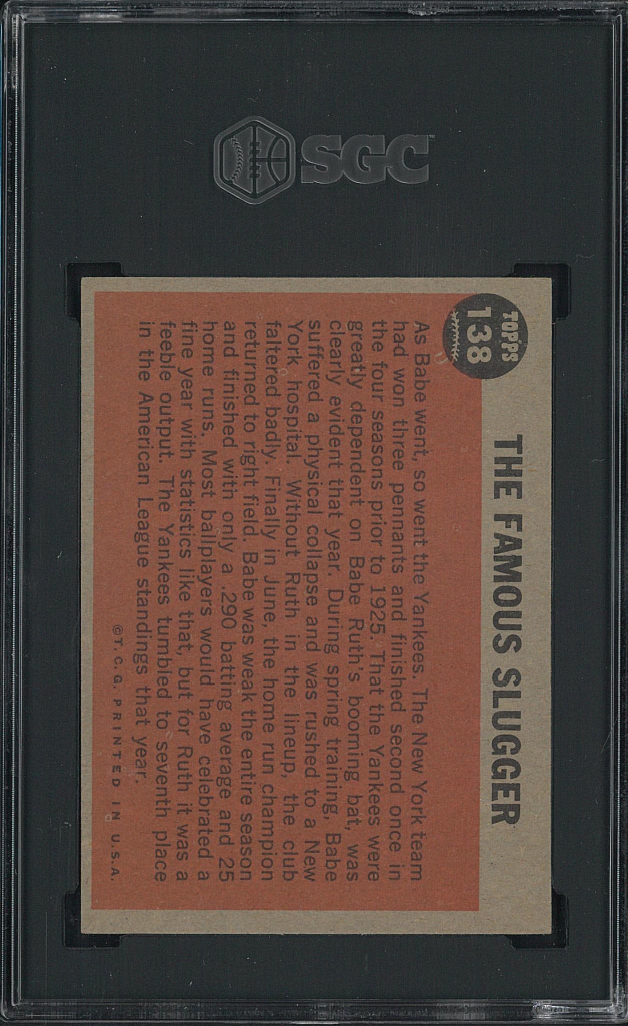 1962 Topps Babe Ruth Special #138 The Famous Slugger - 2