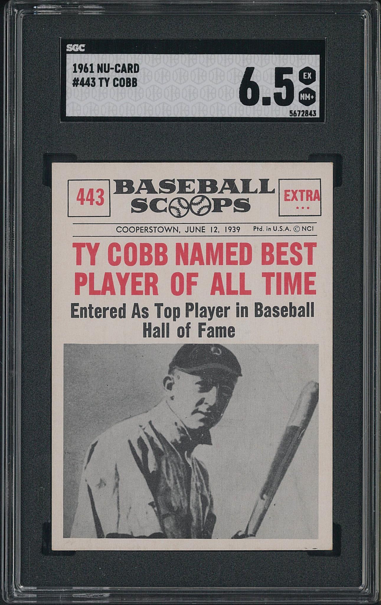 1961 Nu-Card Scoops #443 Ty Cobb Named Best Player (1 of 2)