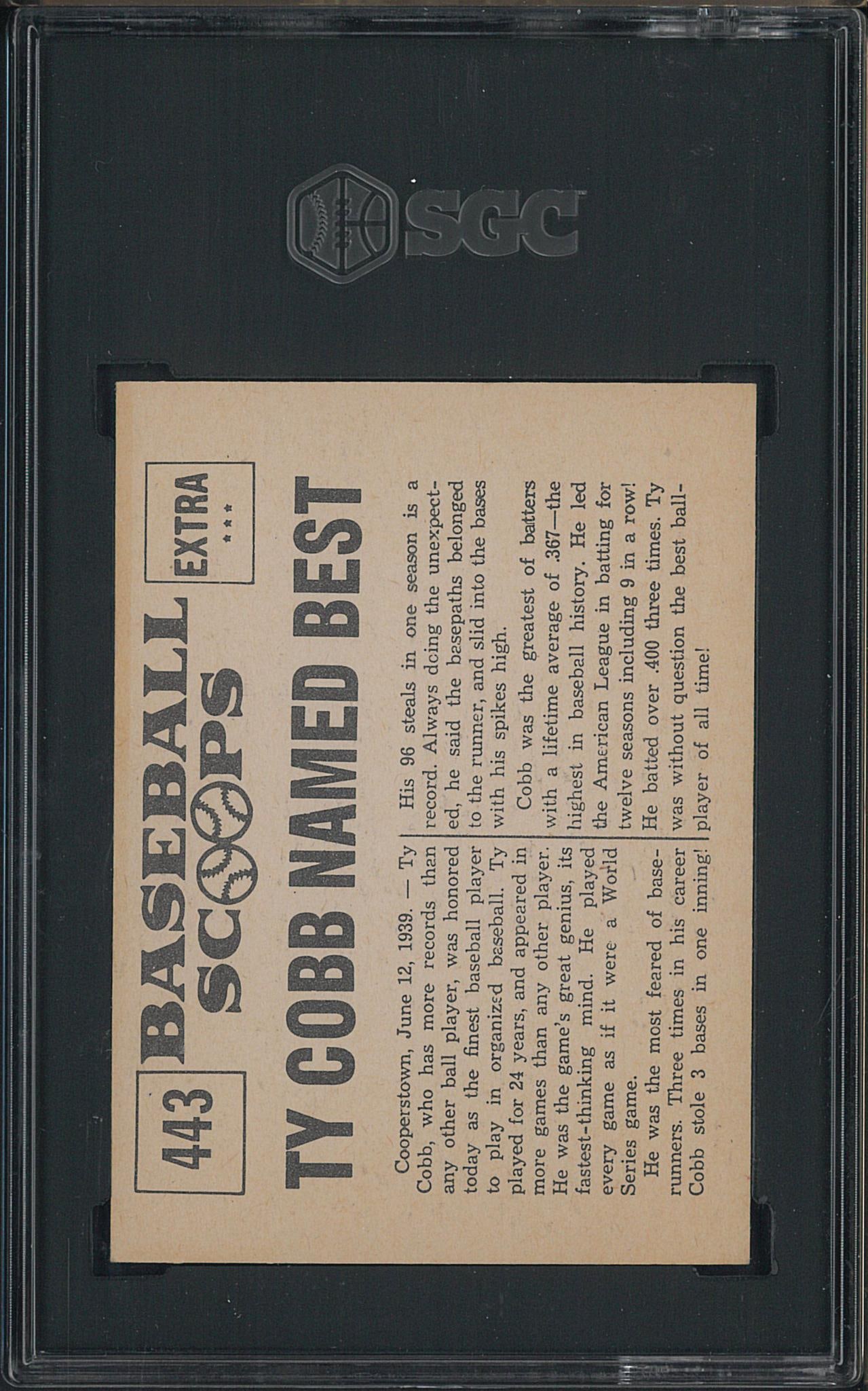 1961 Nu-Card Scoops #443 Ty Cobb Named Best Player - 2