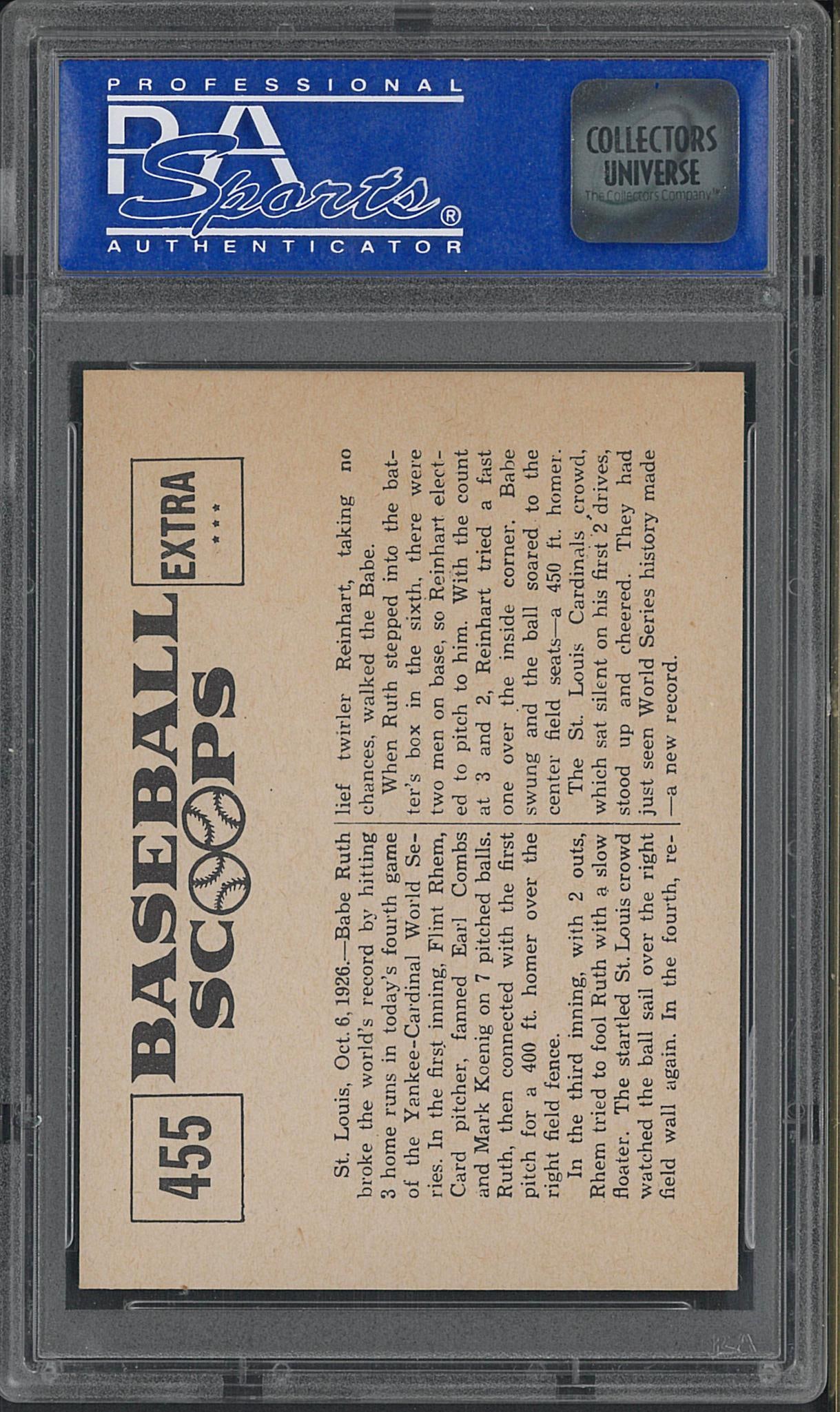 1961 Nu-Card Scoops #455 Babe Ruth 3 Homers - 2