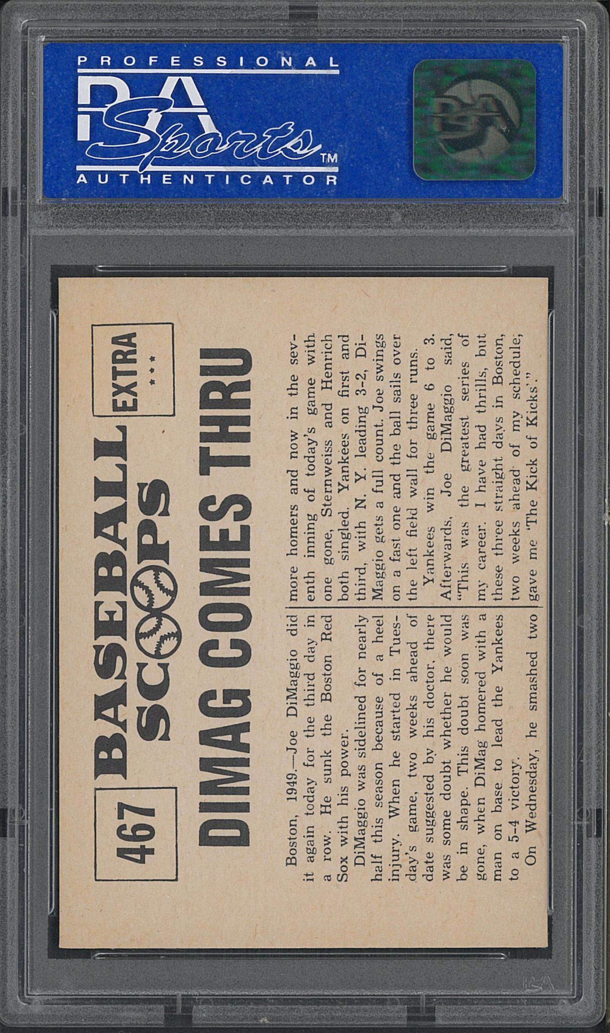 1961 Nu-Card Scoops #467 Dimaggio Comes Through - 2