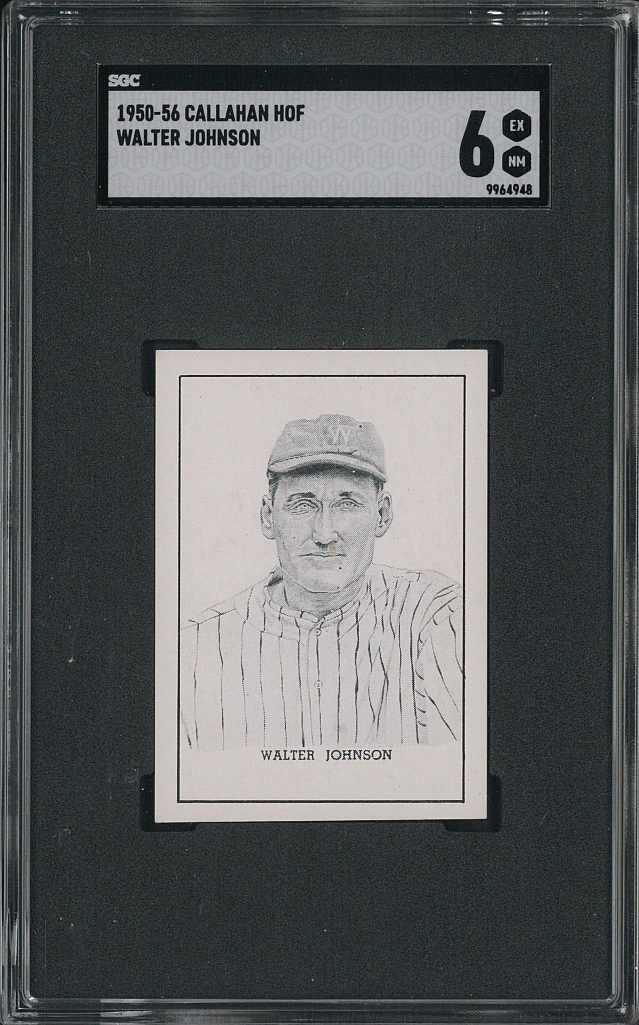 1950 Callahan HOF Walter Johnson: 1950 Callahan HOF Walter Johnson -SGC EX-NM 6