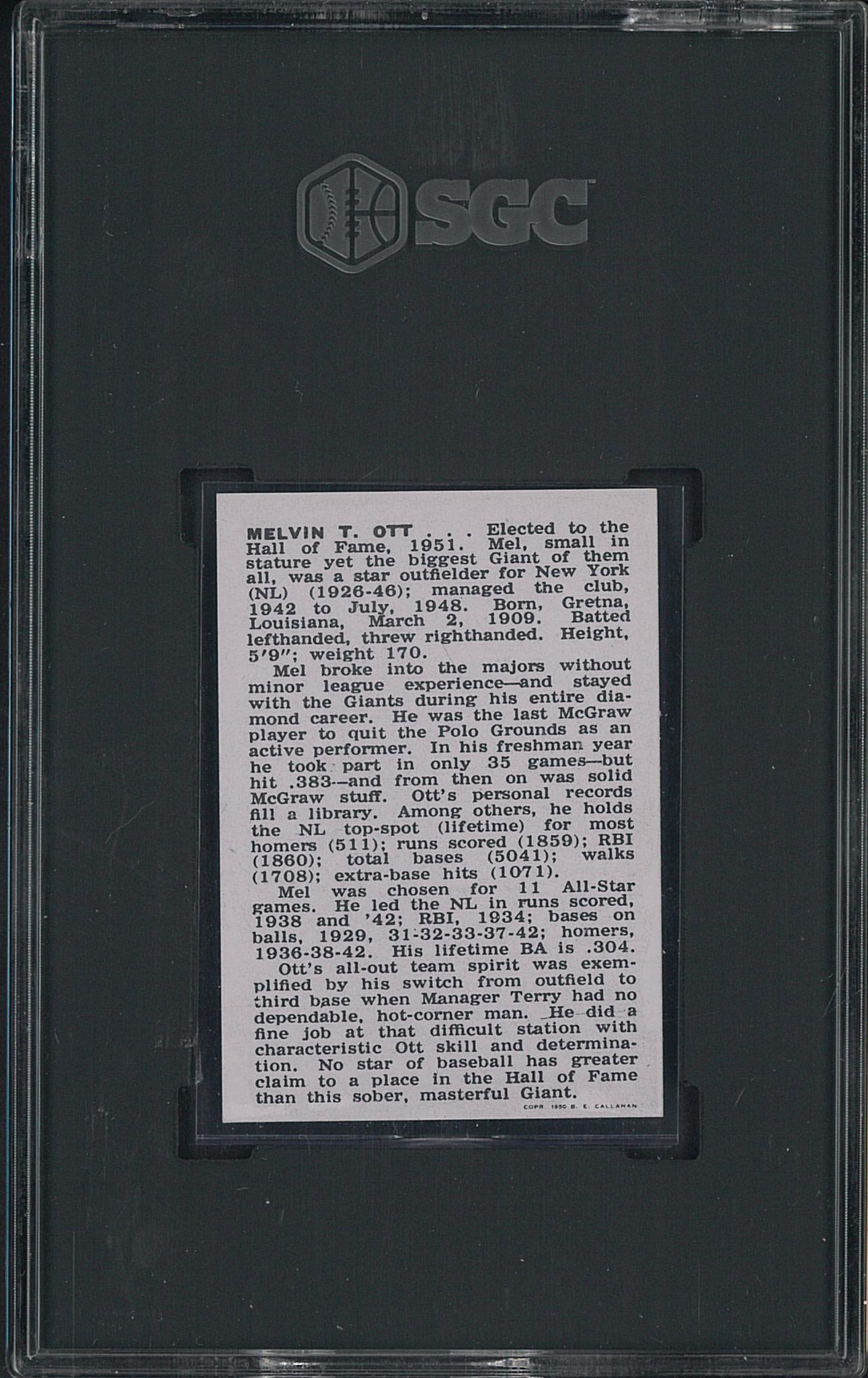 1950 Callahan HOF Mel Ott - 2