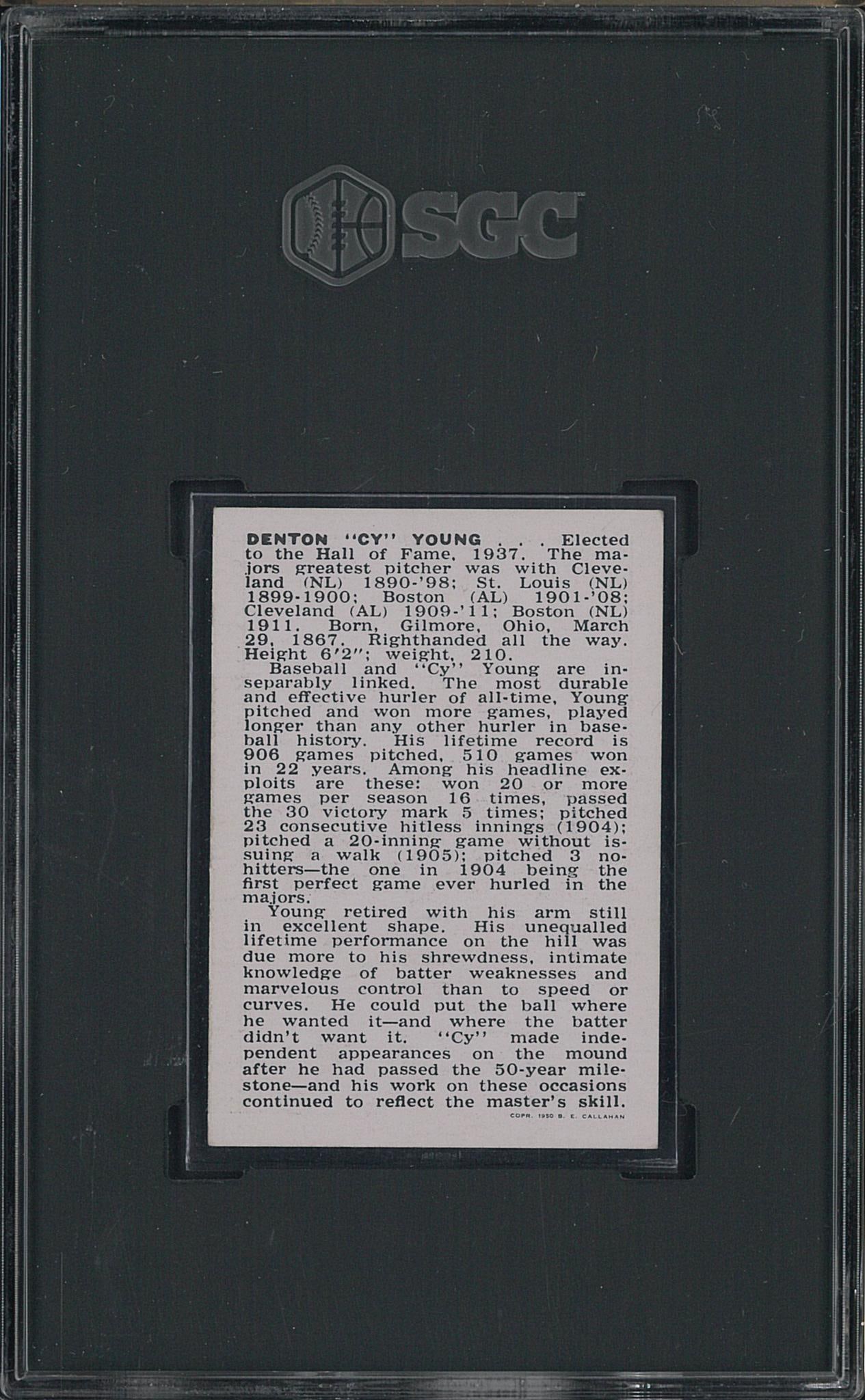 1950 Callahan HOF Cy Young - 2