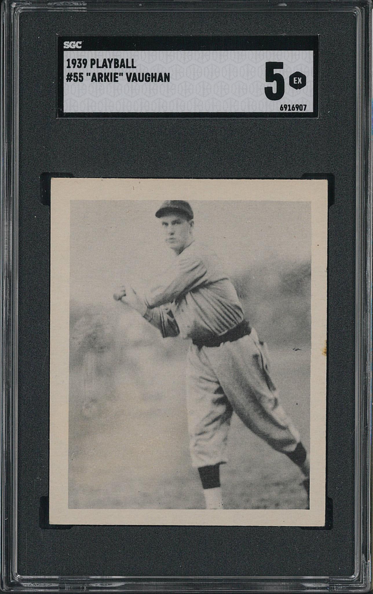 1939 Play Ball #55 "Arkie" Vaughan: 1939 Play Ball #55 "Arkie" Vaughan -SGC EX 5