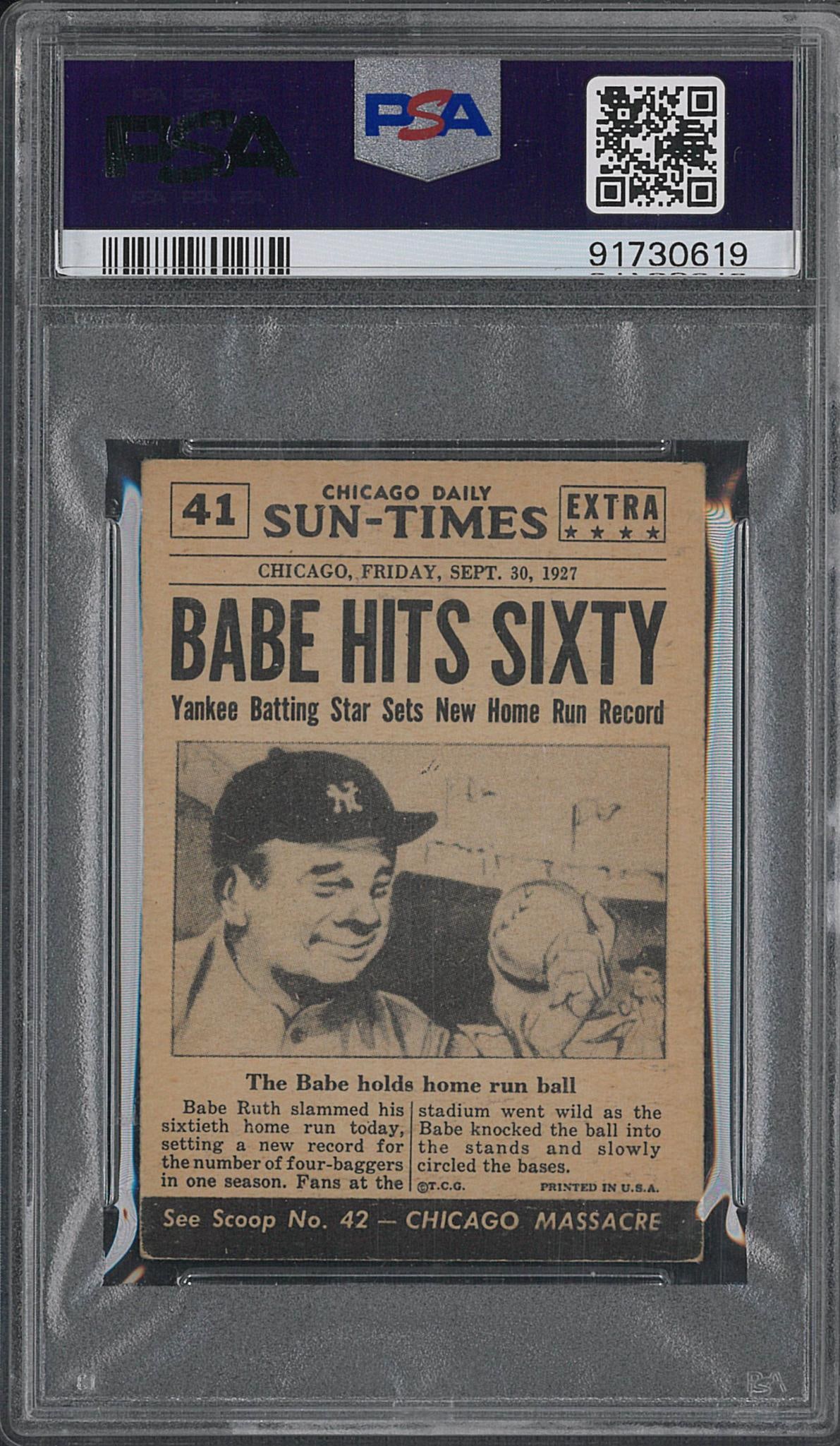 1954 Topps Scoop #41 Babe Ruth Sets Record - 2