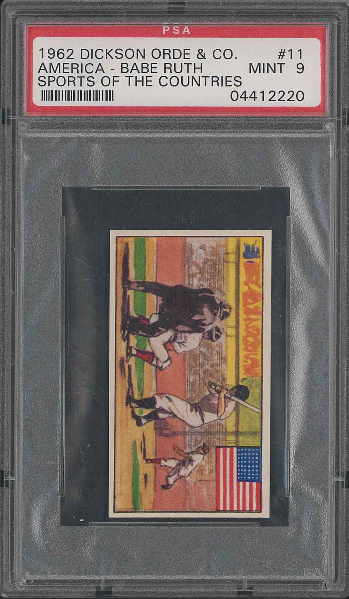 1962 Dickson Orde & Co. #11 America - Babe Ruth: 1962 Dickson Orde & Co. #11 America - Babe Ruth -PSA Mint 9