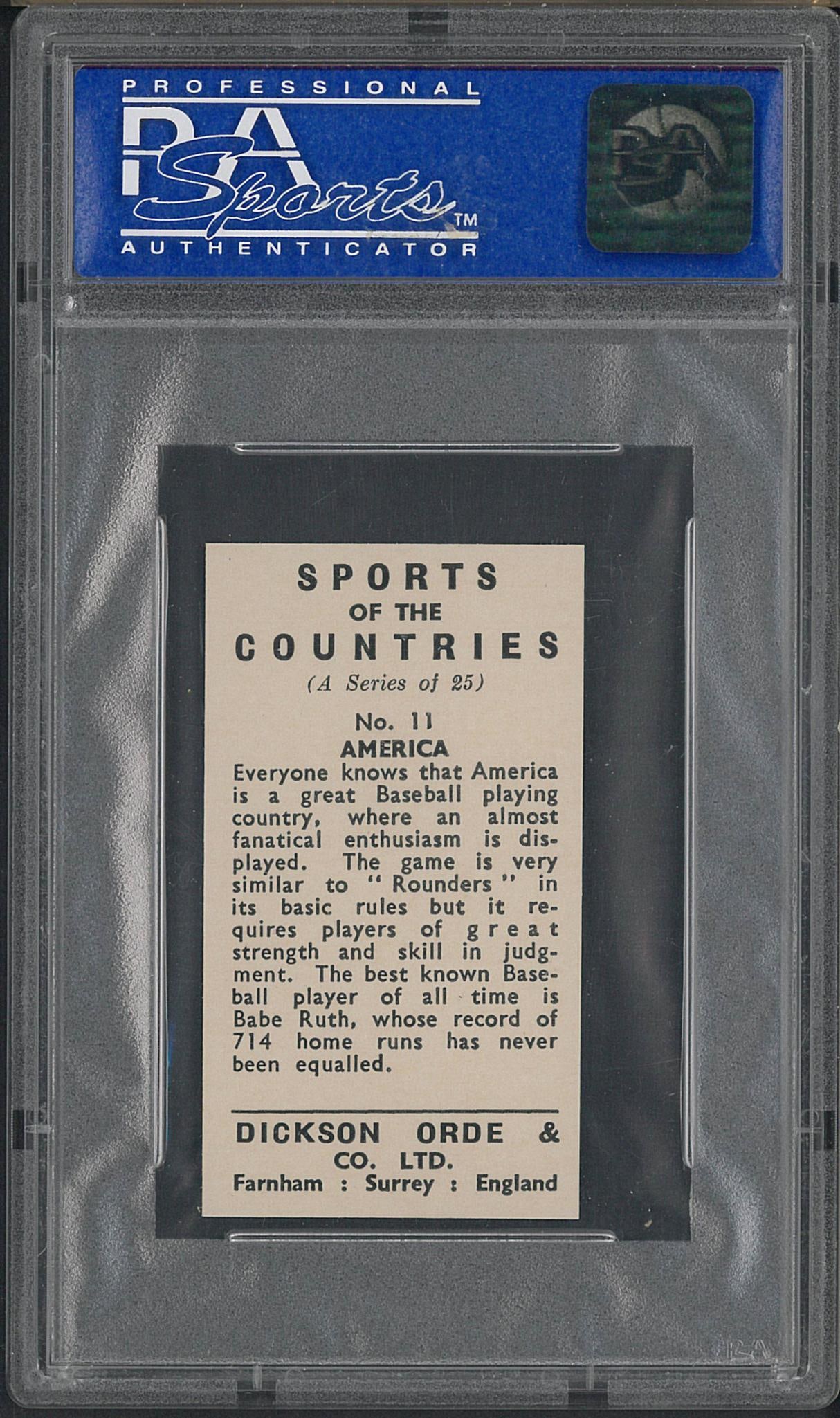 1962 Dickson Orde & Co. #11 America - Babe Ruth - 2